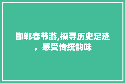 邯郸春节游,探寻历史足迹，感受传统韵味