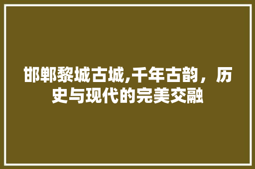 邯郸黎城古城,千年古韵，历史与现代的完美交融