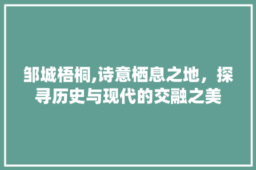 邹城梧桐,诗意栖息之地，探寻历史与现代的交融之美