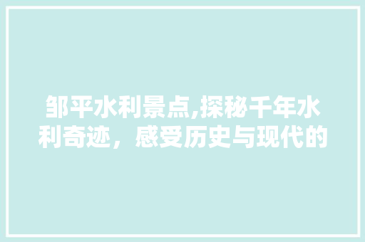 邹平水利景点,探秘千年水利奇迹，感受历史与现代的交融