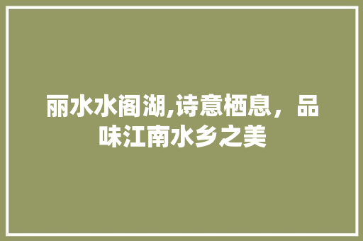 丽水水阁湖,诗意栖息，品味江南水乡之美  第1张