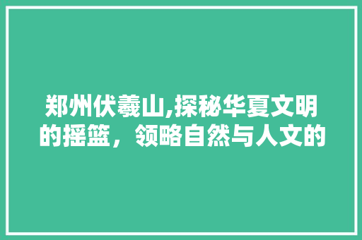 郑州伏羲山,探秘华夏文明的摇篮，领略自然与人文的完美融合