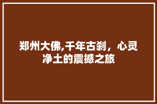 郑州大佛,千年古刹，心灵净土的震撼之旅