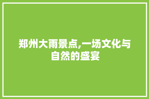 郑州大雨景点,一场文化与自然的盛宴