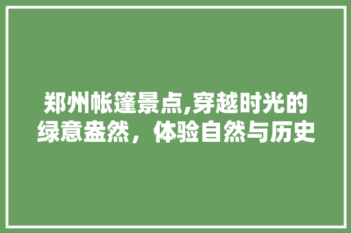 郑州帐篷景点,穿越时光的绿意盎然，体验自然与历史的交融