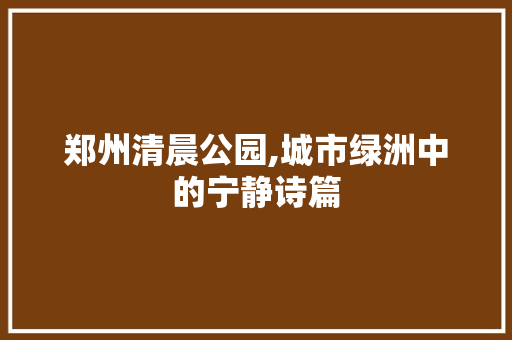 郑州清晨公园,城市绿洲中的宁静诗篇