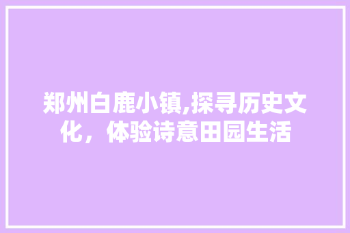 郑州白鹿小镇,探寻历史文化，体验诗意田园生活