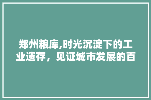 郑州粮库,时光沉淀下的工业遗存，见证城市发展的百年沧桑