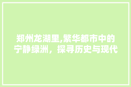 郑州龙湖里,繁华都市中的宁静绿洲，探寻历史与现代的交融