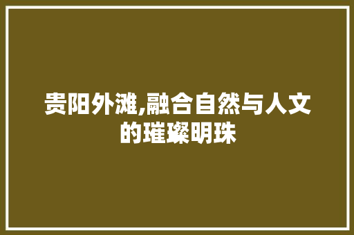 贵阳外滩,融合自然与人文的璀璨明珠