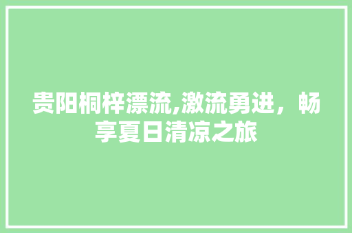 贵阳桐梓漂流,激流勇进，畅享夏日清凉之旅