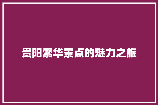 贵阳繁华景点的魅力之旅