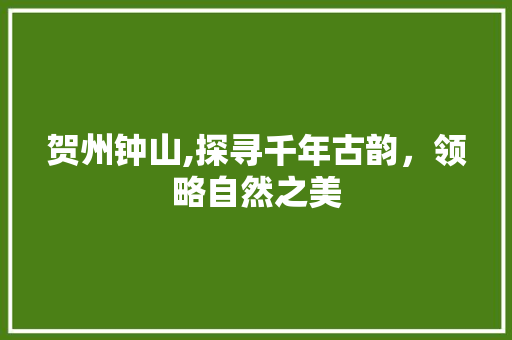 贺州钟山,探寻千年古韵，领略自然之美