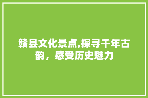 赣县文化景点,探寻千年古韵，感受历史魅力