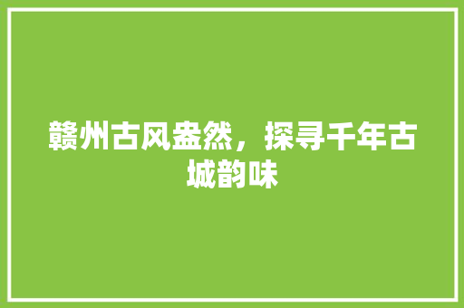 赣州古风盎然，探寻千年古城韵味