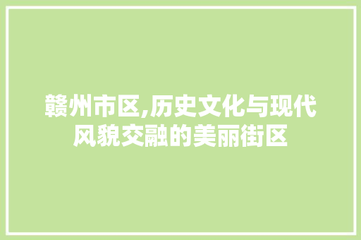 赣州市区,历史文化与现代风貌交融的美丽街区