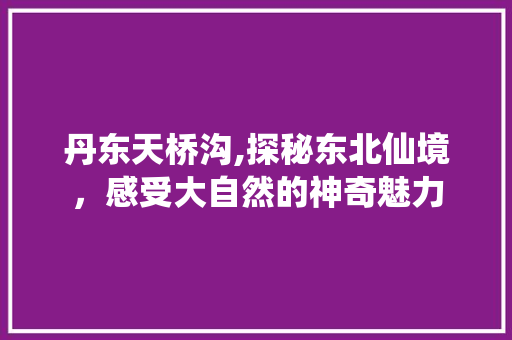 丹东天桥沟,探秘东北仙境，感受大自然的神奇魅力