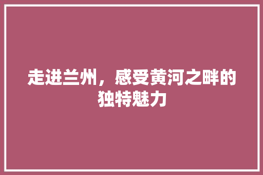 走进兰州，感受黄河之畔的独特魅力