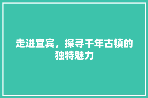 走进宜宾，探寻千年古镇的独特魅力  第1张