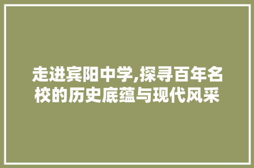 走进宾阳中学,探寻百年名校的历史底蕴与现代风采