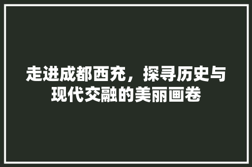 走进成都西充，探寻历史与现代交融的美丽画卷