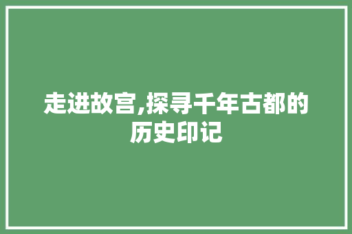 走进故宫,探寻千年古都的历史印记