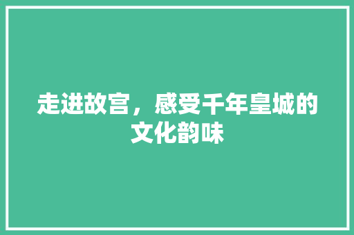 走进故宫，感受千年皇城的文化韵味