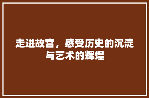 走进故宫，感受历史的沉淀与艺术的辉煌