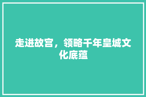 走进故宫，领略千年皇城文化底蕴