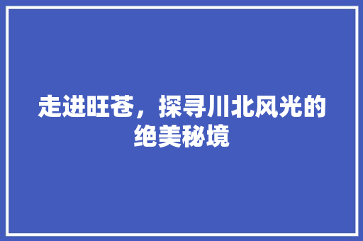 走进旺苍，探寻川北风光的绝美秘境