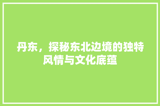 丹东，探秘东北边境的独特风情与文化底蕴