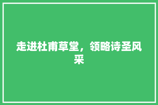 走进杜甫草堂，领略诗圣风采