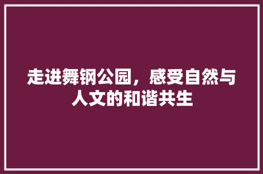 走进舞钢公园，感受自然与人文的和谐共生