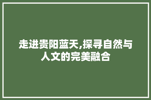 走进贵阳蓝天,探寻自然与人文的完美融合