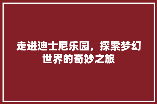 走进迪士尼乐园，探索梦幻世界的奇妙之旅