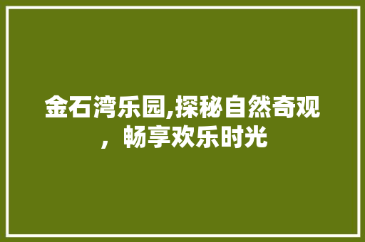 金石湾乐园,探秘自然奇观，畅享欢乐时光