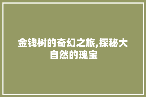 金钱树的奇幻之旅,探秘大自然的瑰宝  第1张