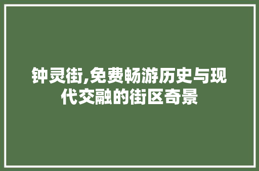 钟灵街,免费畅游历史与现代交融的街区奇景