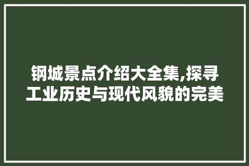 钢城景点介绍大全集,探寻工业历史与现代风貌的完美融合