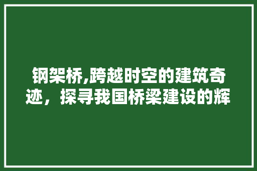 钢架桥,跨越时空的建筑奇迹，探寻我国桥梁建设的辉煌历程