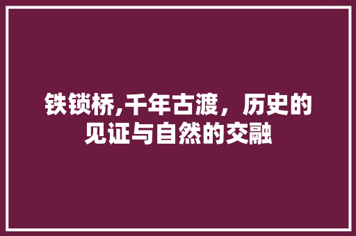 铁锁桥,千年古渡，历史的见证与自然的交融