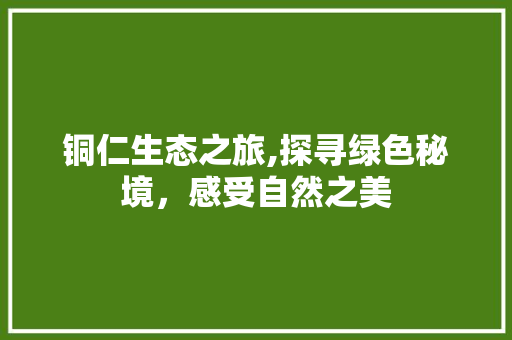 铜仁生态之旅,探寻绿色秘境，感受自然之美