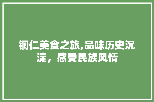 铜仁美食之旅,品味历史沉淀，感受民族风情