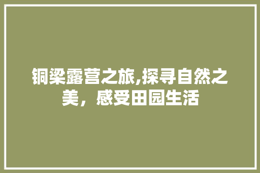 铜梁露营之旅,探寻自然之美，感受田园生活