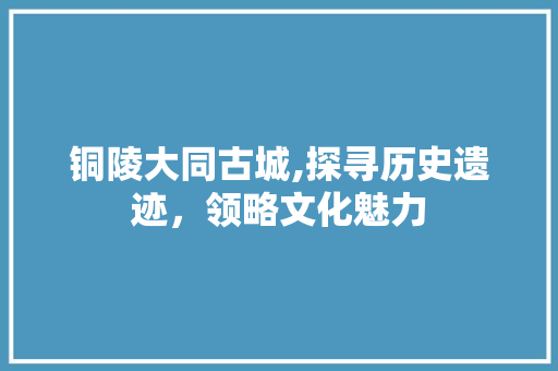 铜陵大同古城,探寻历史遗迹，领略文化魅力