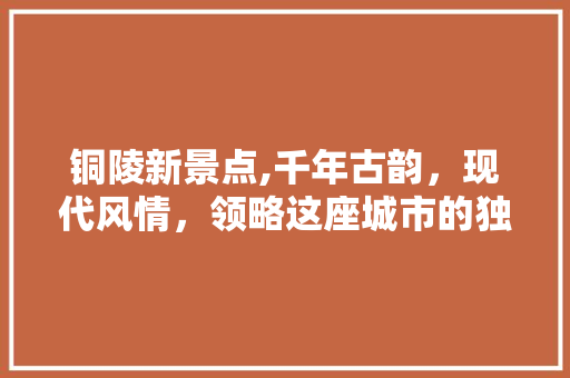 铜陵新景点,千年古韵，现代风情，领略这座城市的独特魅力  第1张