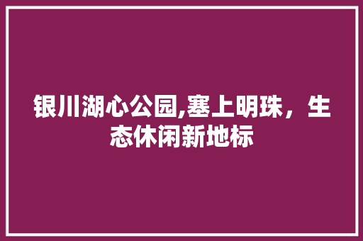 银川湖心公园,塞上明珠，生态休闲新地标