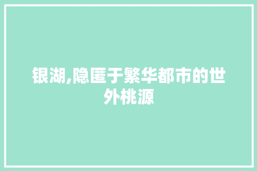 银湖,隐匿于繁华都市的世外桃源