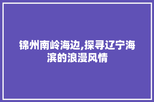 锦州南岭海边,探寻辽宁海滨的浪漫风情