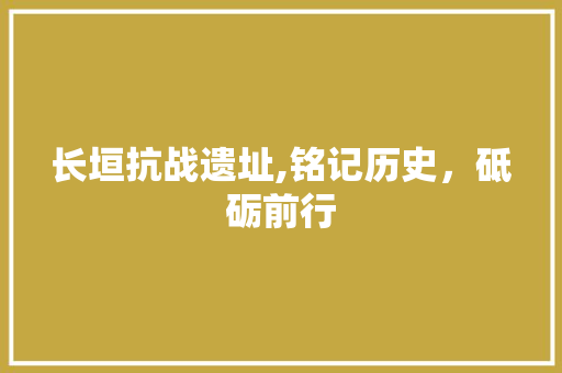 长垣抗战遗址,铭记历史，砥砺前行